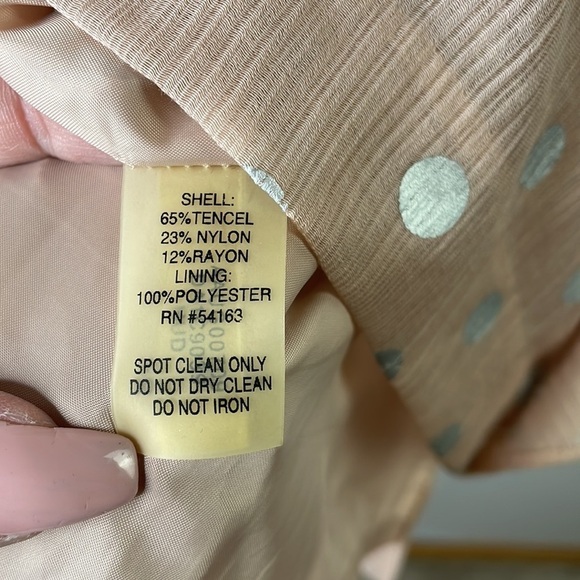 Andrew mark light peach nude with silver polkadot ruffles dress size 7 - Picture 5 of 6